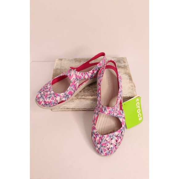 Crocs Shoes Swiftwater Wave Women's 9 Graphic Candy Pink Mary Jane Style NWT - Picture 1 of 9
